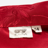 CHARLES VOGELE Womens Blouse Red Collared Long Sleeve 90s Floral UK 14