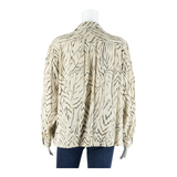 INES Womens Printed Shirt Beige Collared Long Sleeve Striped L