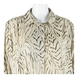INES Womens Printed Shirt Beige Collared Long Sleeve Striped L