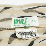 INES Womens Printed Shirt Beige Collared Long Sleeve Striped L