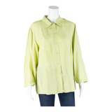 Womens Shirt Green Collared Long Sleeve M