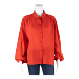 SPENGLER MODE Womens Shirt Red Collared Long Sleeve L
