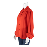 SPENGLER MODE Womens Shirt Red Collared Long Sleeve L