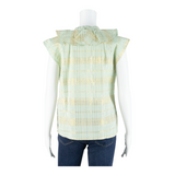 CLOO ISSIMO Womens Sleeveless Blouse Green Collared Sleeveless Check M