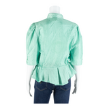 Womens Blouse Blue Collared 3/4 Sleeve L