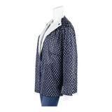 Womens Printed Blouse Blue Collared Long Sleeve Animal Print 2XL