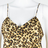 Womens Camisole Top Brown V-Neck Sleeveless Animal Print M