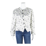 YESSICA All Over Hat Print Womens Printed Blouse White Long Sleeve M