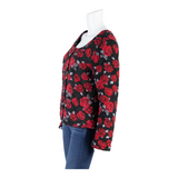 NULU NEW LOOK Quilted Womens Printed Blouse Black 90s Floral M