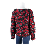 NULU NEW LOOK Quilted Womens Printed Blouse Black 90s Floral M