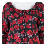 NULU NEW LOOK Quilted Womens Printed Blouse Black 90s Floral M