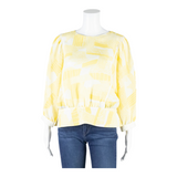SOMMERMANN Womens Blouse Yellow Long Sleeve Crazy Pattern M