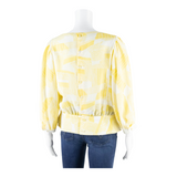 SOMMERMANN Womens Blouse Yellow Long Sleeve Crazy Pattern M