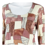 COLLECTION Stretch Womens Printed Top Pink Long Sleeve Patchwork UK 14
