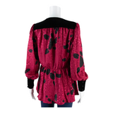 SMODELL Peplum Womens Printed Blouse Pink Long Sleeve Polka Dot S