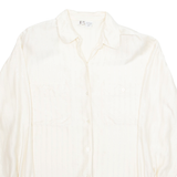 ANNE KLEIN Womens Blouse Cream Collared Long Sleeve Striped L