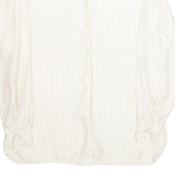 ANNE KLEIN Womens Blouse Cream Collared Long Sleeve Striped L