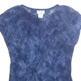 JEFFREY DEUR Womens Printed Top Blue Sleeveless Floral M