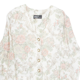 DAWN JOY Womens Printed Shirt White Collared Long Sleeve Floral M