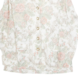 DAWN JOY Womens Printed Shirt White Collared Long Sleeve Floral M