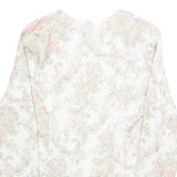 DAWN JOY Womens Printed Shirt White Collared Long Sleeve Floral M