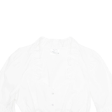 WALDORFF Womens Cropped Top White V-Neck Long Sleeve M