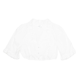 WALDORFF Womens Cropped Top White V-Neck Long Sleeve M