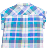 TOMMY HILFIGER Womens Printed Top Blue Collared Sleeveless Plaid M