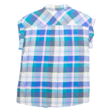 TOMMY HILFIGER Womens Printed Top Blue Collared Sleeveless Plaid M