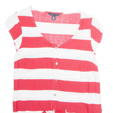 TOMMY HILFIGER Womens Printed Top Red Sleeveless Striped S