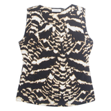 CALVIN KLEIN Womens Printed Shirt Black Sleeveless Animal Print M
