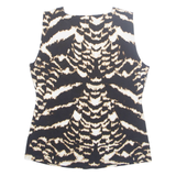 CALVIN KLEIN Womens Printed Shirt Black Sleeveless Animal Print M