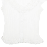 ANDROMEDA Womens Top White V-Neck Sleeveless M