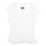 ANDROMEDA Womens Top White V-Neck Sleeveless M