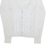 TED BAKER Womens Top Grey V-Neck Long Sleeve S