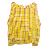 MULTIBLU Womens Printed Blouse Yellow Long Sleeve Plaid M