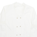 Womens Blouse White V-Neck Long Sleeve M