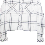 TALLY WEIJL Womens Cropped Blouse White Collared Long Sleeve Plaid S