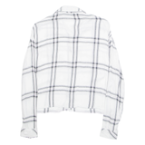 TALLY WEIJL Womens Cropped Blouse White Collared Long Sleeve Plaid S