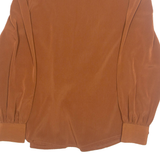 JIN SHIN Womens Blouse Brown V-Neck Long Sleeve L