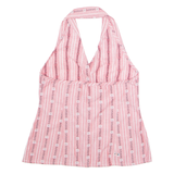 EDELWEISS TREND Womens Printed Top Pink Collared Sleeveless Crazy Pattern M