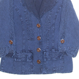 GIOCAM Womens Blouse Blue V-Neck Long Sleeve M