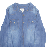 FOREVER 21 Womens Blouse Blue Collared Long Sleeve L