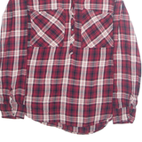 STRADIVARIUS Womens Printed Blouse Red Collared Long Sleeve Plaid M
