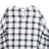 GLAMOROUS Womens Printed Blouse White Long Sleeve Plaid L