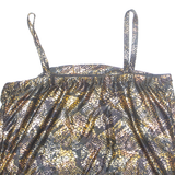 Womens Camisole Top Black Sleeveless Silk Crazy Pattern L