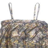 Womens Camisole Top Black Sleeveless Silk Crazy Pattern L