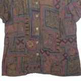 Womens Printed Blouse Brown Crazy Pattern XL