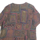 Womens Printed Blouse Brown Crazy Pattern XL