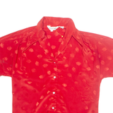 VICTORIA JONES Womens Printed Blouse Red V-Neck Crazy Pattern S